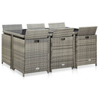 11-tlg. Garten-Essgruppe mit Auflagen Poly Rattan Grau