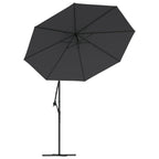 Ampelschirm mit LED-Beleuchtung und Stahl-Mast 300 cm Schwarz