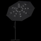 Ampelschirm mit LED-Beleuchtung und Stahl-Mast 300 cm Schwarz