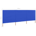 3-teiliges Windschutzgewebe 400 x 80 cm Azurblau