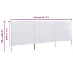 3-teiliges Windschutzgewebe 400 x 160 cm Sandweiß