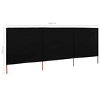 3-teiliges Windschutzgewebe 400 x 160 cm Schwarz