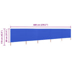 5-teiliges Windschutzgewebe 600 x 80 cm Azurblau