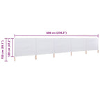5-teiliges Windschutzgewebe 600 x 120 cm Sandweiß