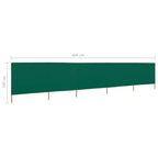 5-teiliges Windschutzgewebe 600 x 160 cm Grün