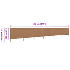 6-teiliges Windschutzgewebe 800 x 160 cm Taupe