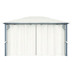 Pavillon mit Vorhängen 400 x 300 cm Creme Aluminium