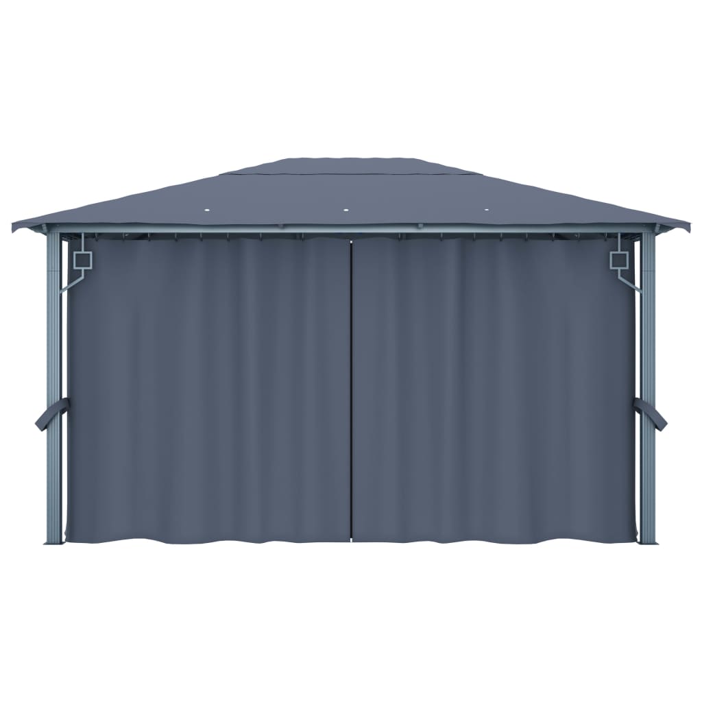 Pavillon mit Vorhängen 400×300 cm Anthrazit Aluminium