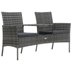 2-Sitzer-Gartensofa mit Teetisch Poly Rattan Anthrazit