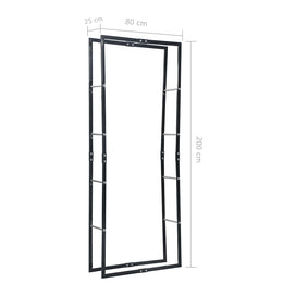 vidaXL Brennholzregal Schwarz 80×25×200 cm Stahl