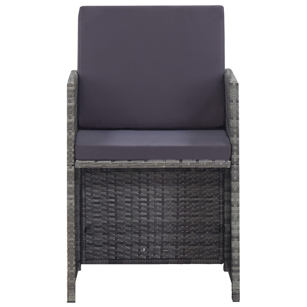 5-tlg. Garten-Essgruppe Poly Rattan Akazie Massivholz Anthrazit
