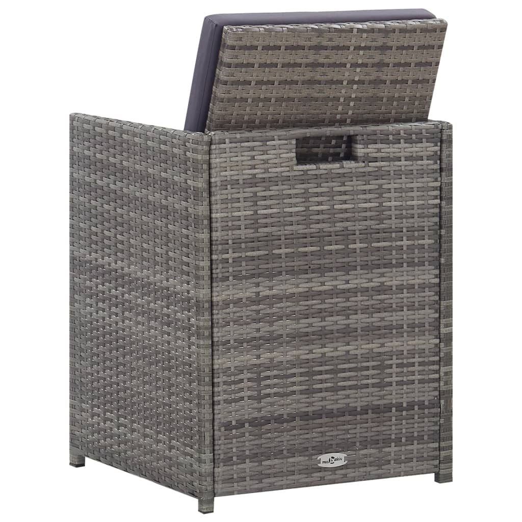 5-tlg. Garten-Essgruppe Poly Rattan Akazie Massivholz Anthrazit
