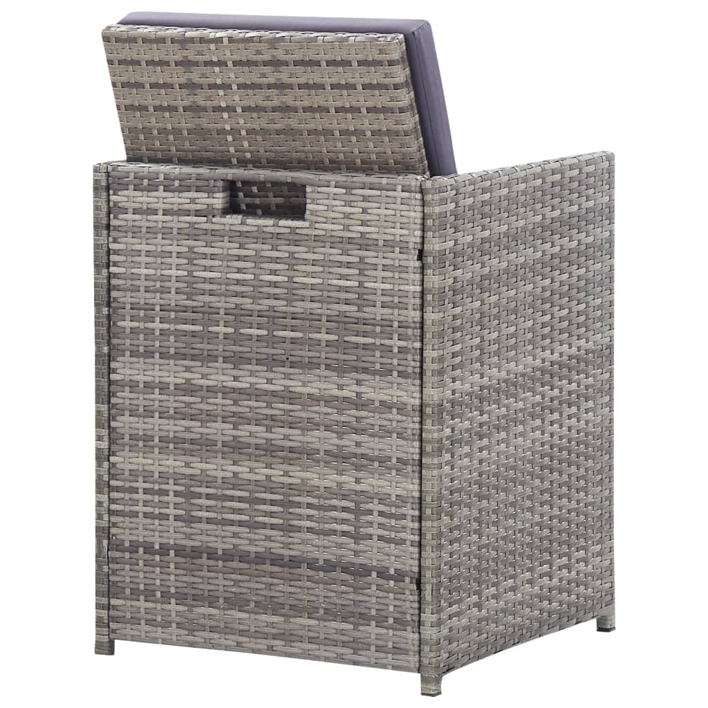 11-tlg. Garten-Essgruppe Poly Rattan Akazienholz Anthrazit