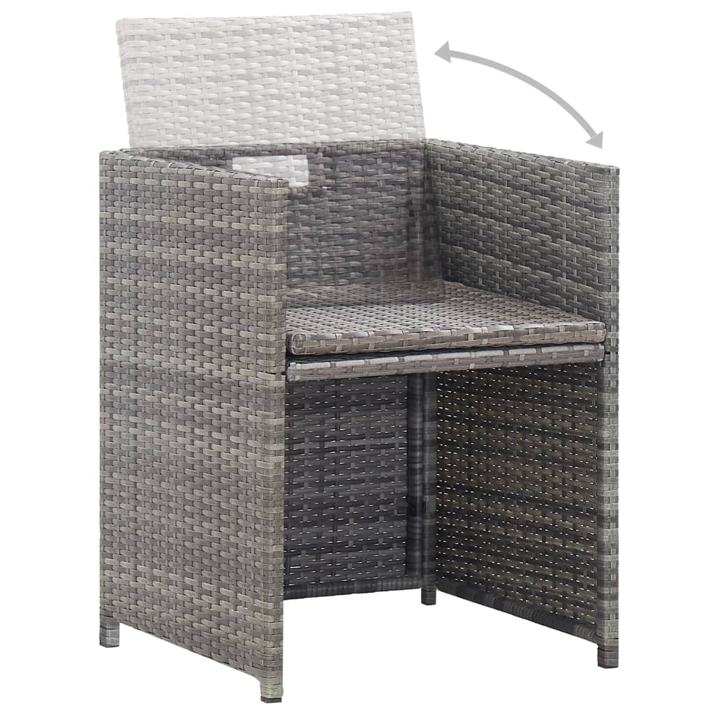 11-tlg. Garten-Essgruppe Poly Rattan Akazienholz Anthrazit