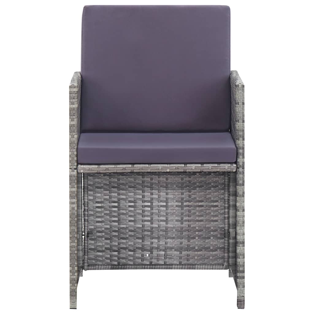 11-tlg. Garten-Essgruppe Poly Rattan Akazienholz Anthrazit