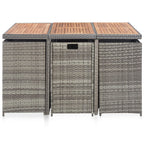 11-tlg. Garten-Essgruppe mit Auflagen Poly Rattan Grau