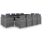 13-tlg. Garten-Essgruppe mit Auflagen Poly Rattan Anthrazit