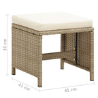 Gartenhocker 2 Stk. mit Sitzkissen Poly Rattan Beige