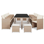 15-tlg. Garten-Essgruppe mit Auflagen Poly Rattan Beige