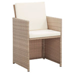 15-tlg. Garten-Essgruppe mit Auflagen Poly Rattan Beige