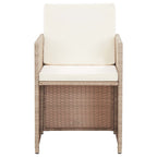 15-tlg. Garten-Essgruppe mit Auflagen Poly Rattan Beige