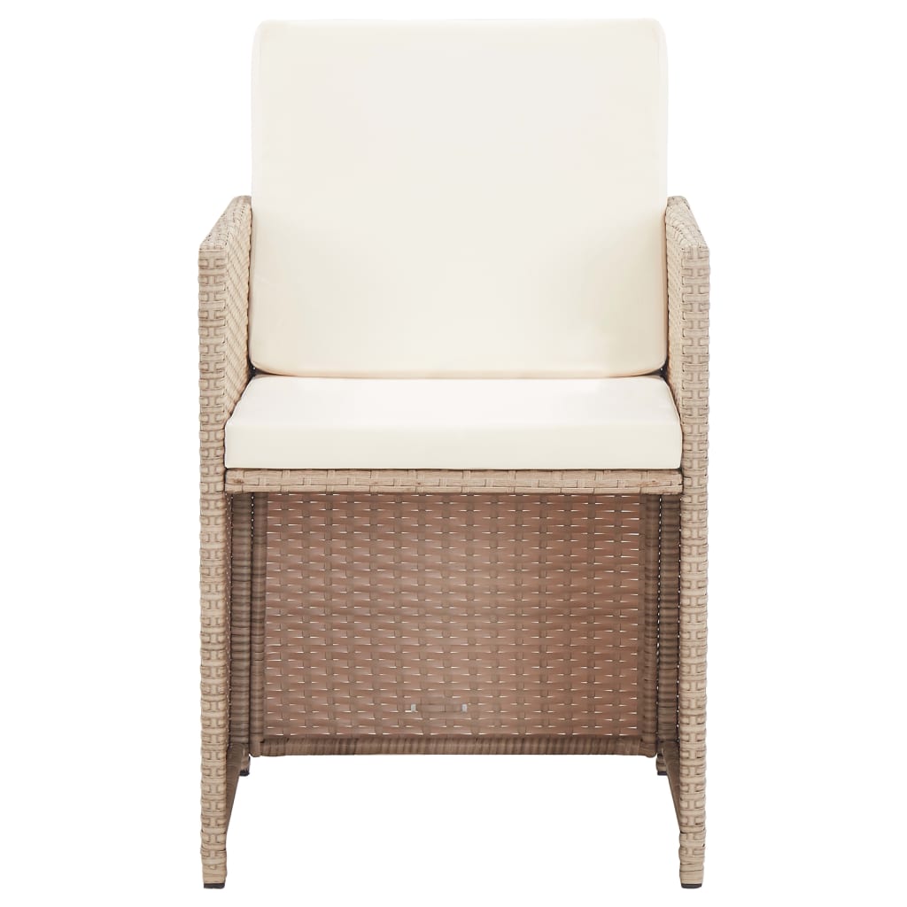 15-tlg. Garten-Essgruppe mit Auflagen Poly Rattan Beige
