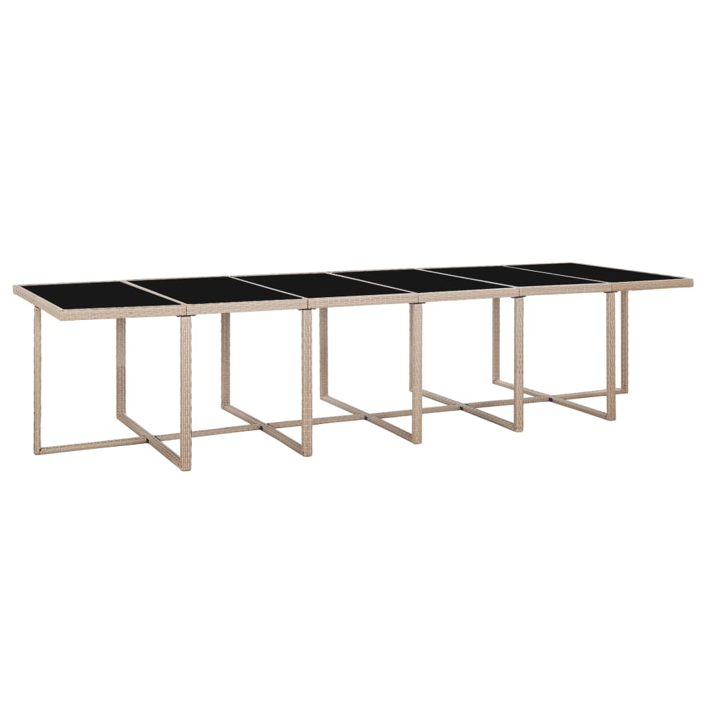 17-tlg. Garten-Essgruppe mit Auflagen Poly Rattan Beige