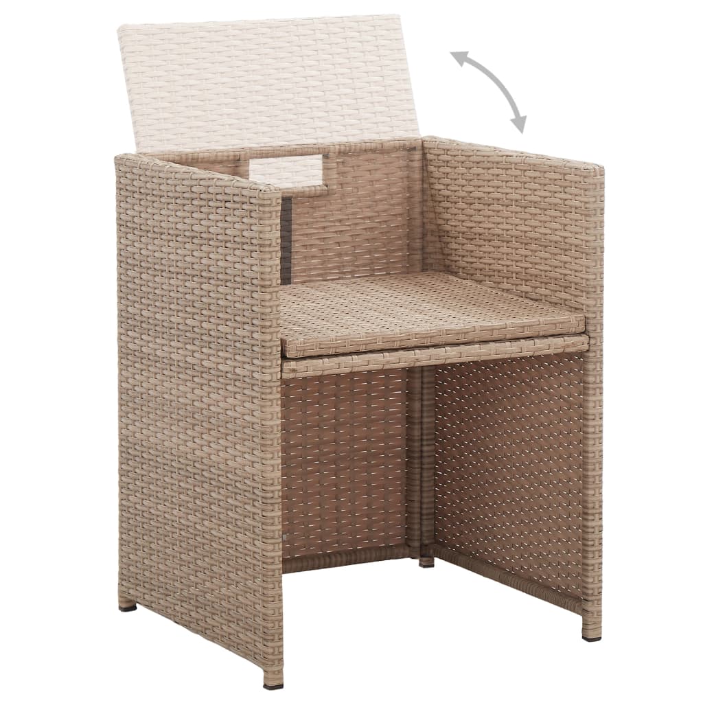 17-tlg. Garten-Essgruppe mit Auflagen Poly Rattan Beige