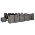 17-tlg. Garten-Essgruppe mit Auflagen Poly Rattan Grau
