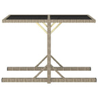 Gartentisch Beige 110×53×72 cm Glas und Poly Rattan