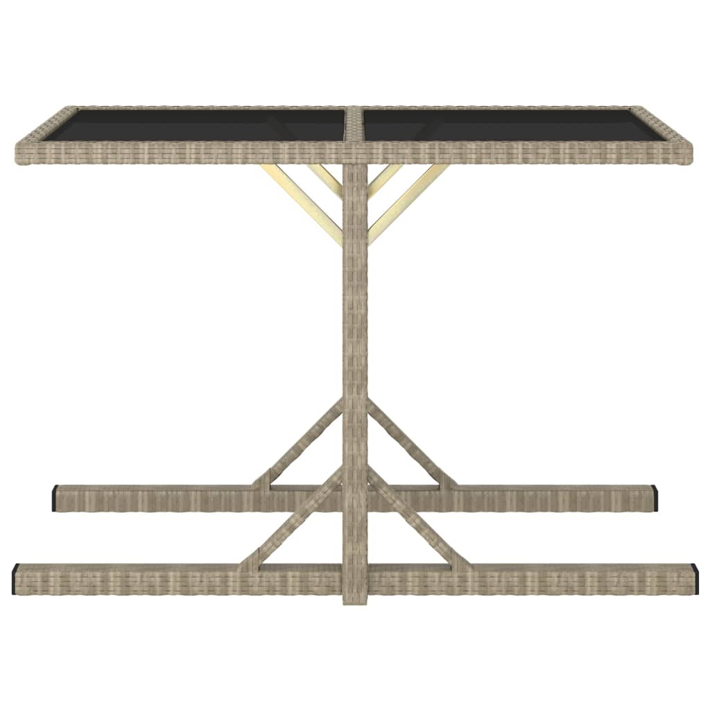 Gartentisch Beige 110×53×72 cm Glas und Poly Rattan