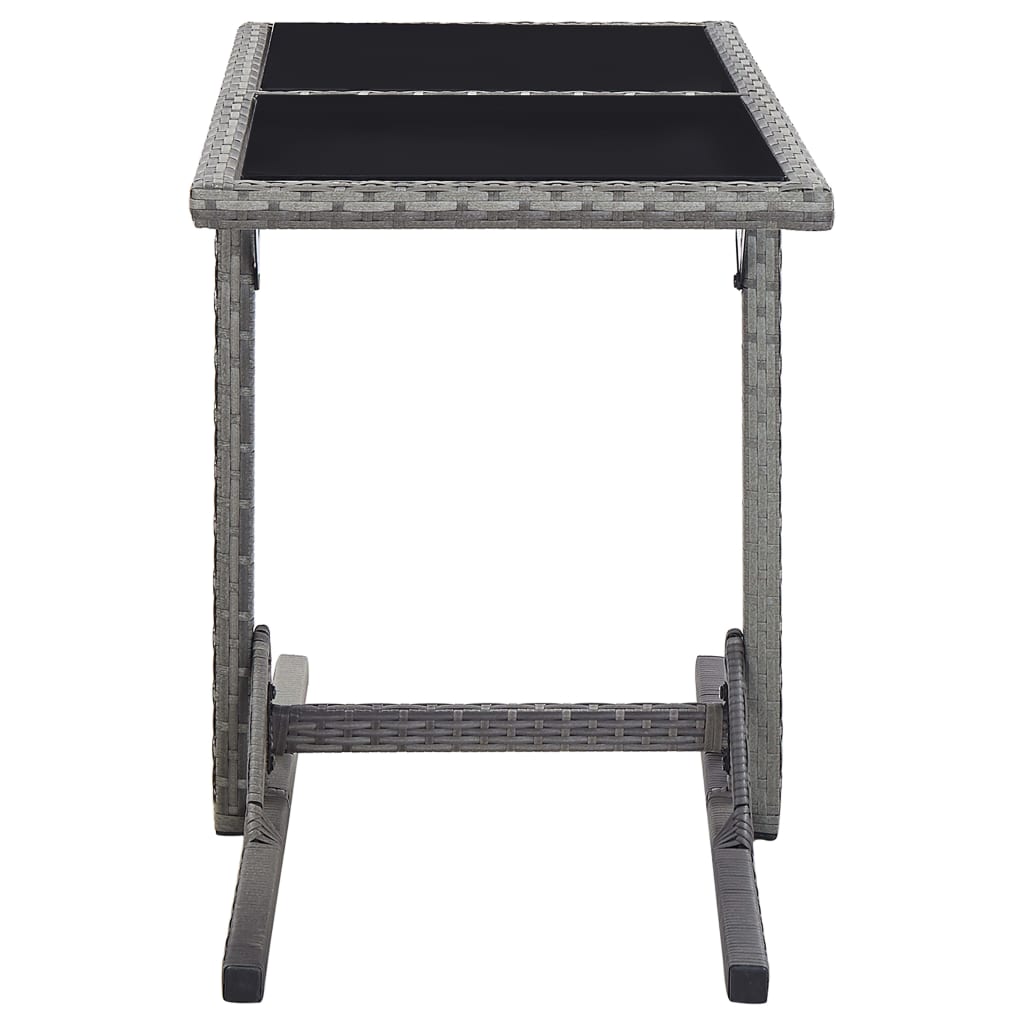 Gartentisch Anthrazit 110x53x72 cm Glas und Poly Rattan