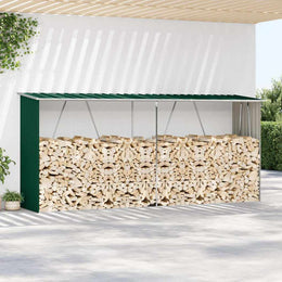 vidaXL Brennholzlager Verzinkter Stahl 330x84x152 cm Grün