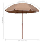 Sonnenschirm mit Stahl-Mast 240 cm Taupe