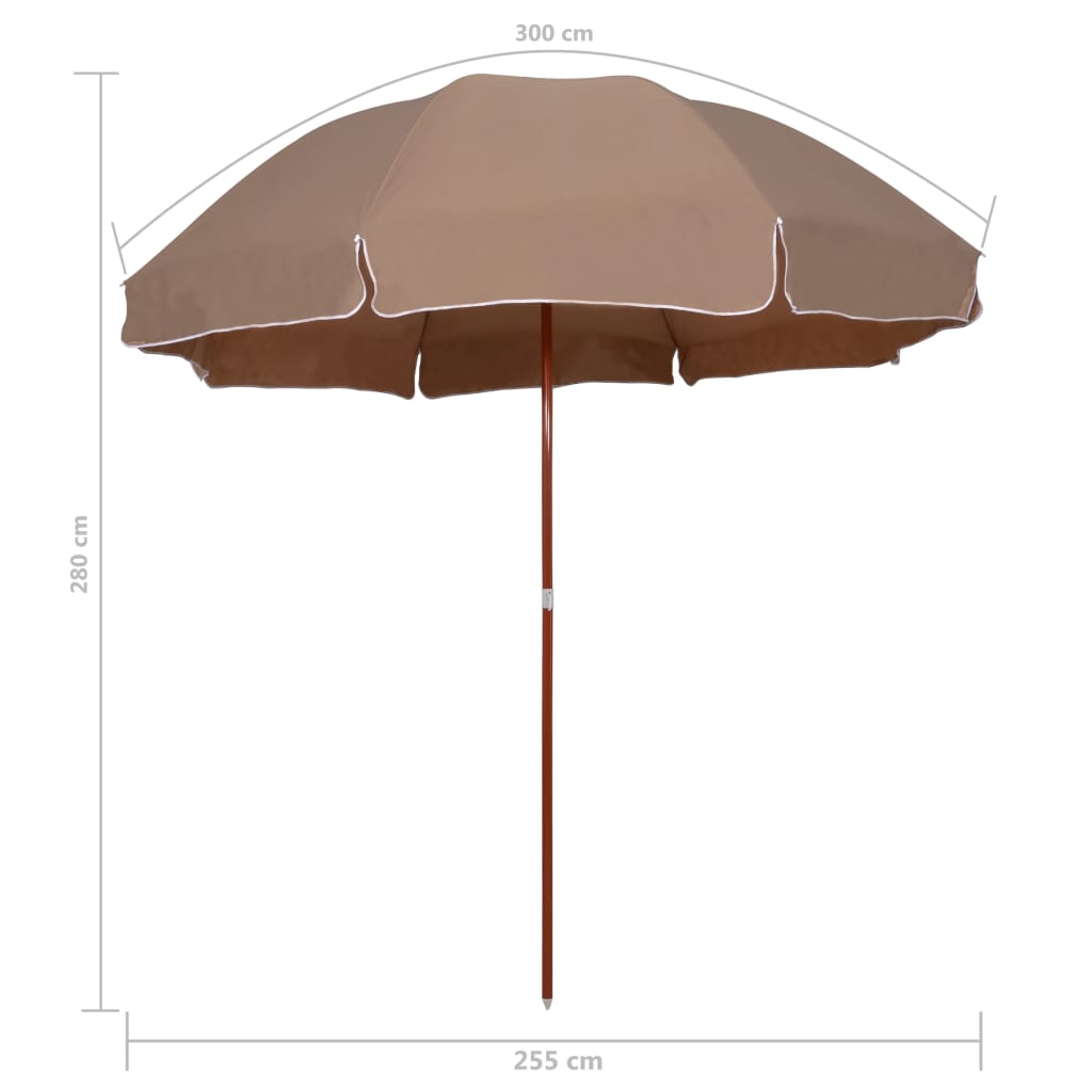 Sonnenschirm mit Stahl-Mast 300 cm Taupe