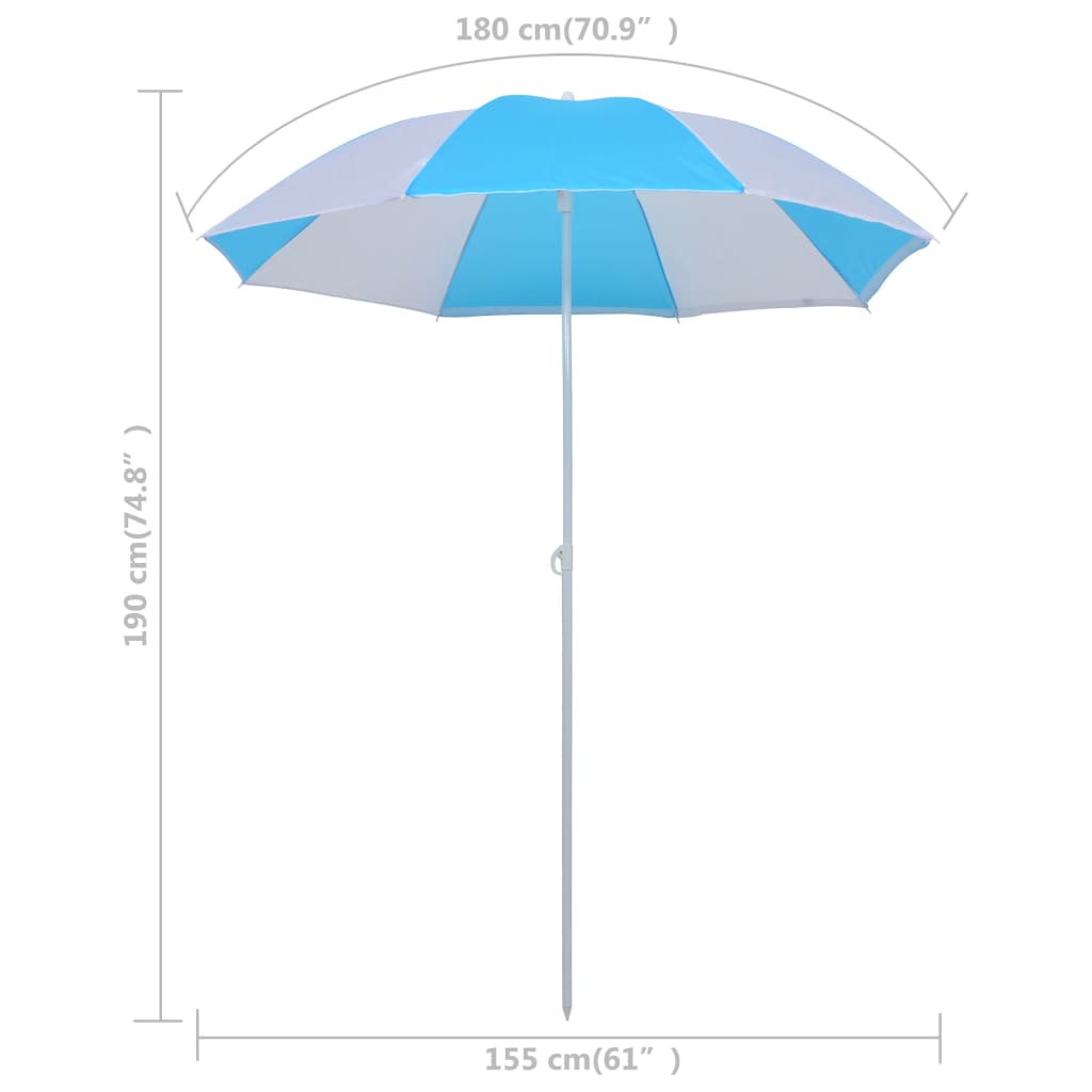 Strandschirm-Windschutz Blau und Weiß 180 cm Stoff