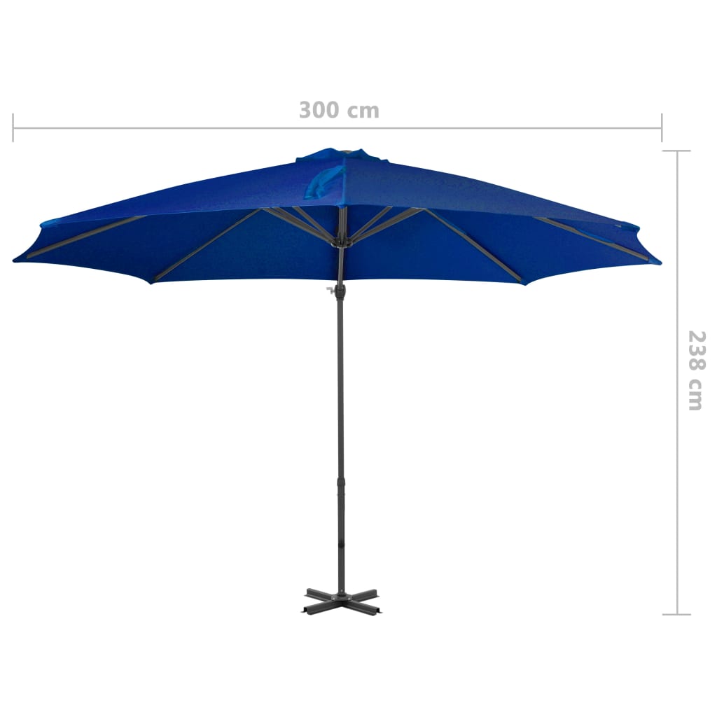 Ampelschirm mit Aluminium-Mast 300 cm Azurblau