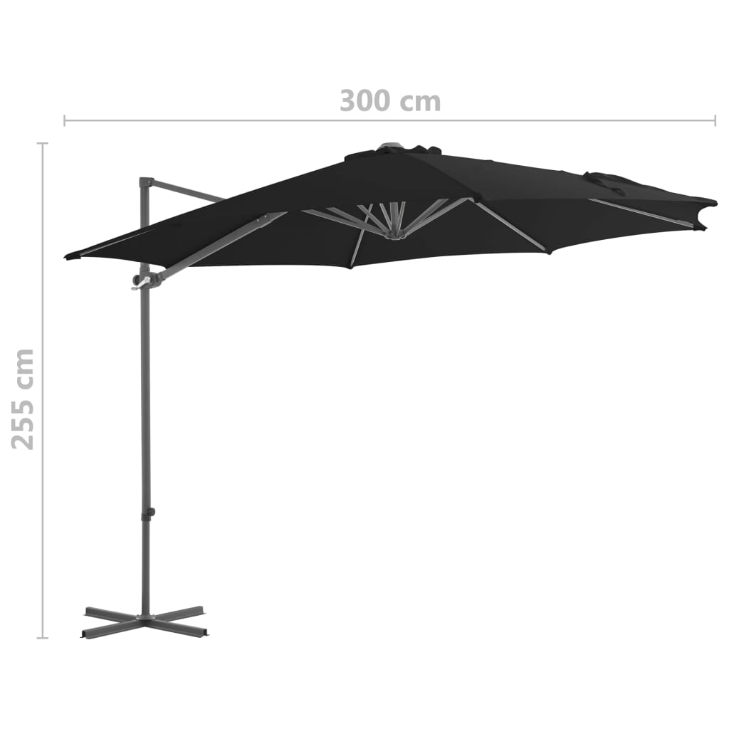 Ampelschirm mit Stahl-Mast 300 cm Schwarz
