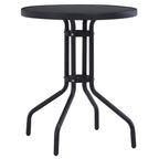 Gartentisch Schwarz 60 cm Stahl und Glas