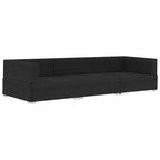 3-tlg. Garten-Sofagarnitur mit Auflagen Poly Rattan Schwarz