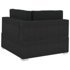 3-tlg. Garten-Sofagarnitur mit Auflagen Poly Rattan Schwarz