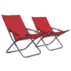 Klappbare Strandstühle 2 Stk. Stoff Rot