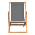 Strandstuhl Klappbar Massivholz Teak Grau