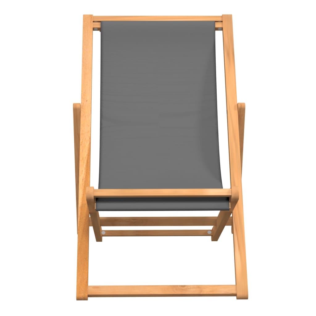 Strandstuhl Klappbar Massivholz Teak Grau