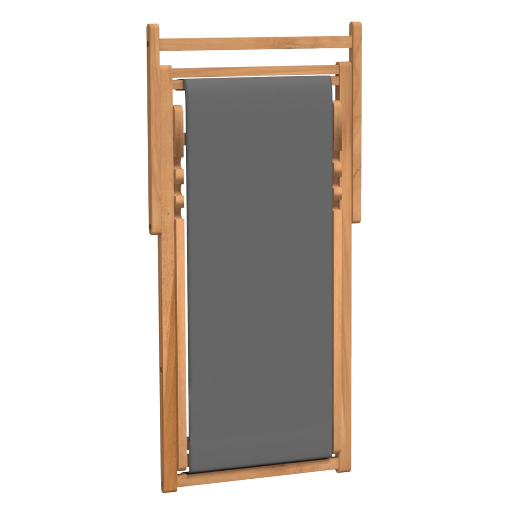 Strandstuhl Klappbar Massivholz Teak Grau