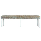Sitzbank 160 cm Weiß Natur Kubu-Rattan und Massivholz Mango