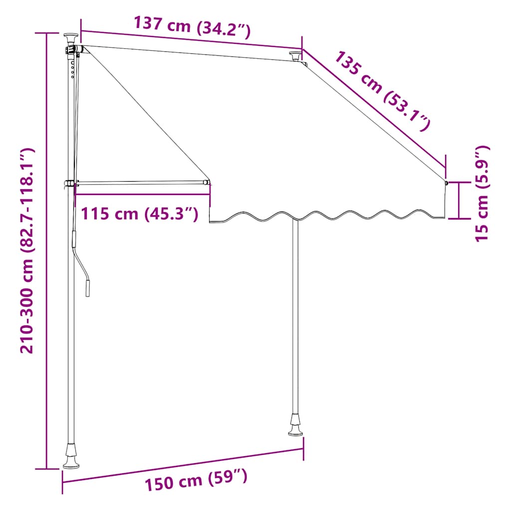 Einziehbare Markise Handbetrieben 150 cm Orange und Braun