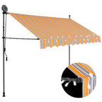 Einziehbare Markise Handbetrieben mit LED 300 cm Gelb und Blau
