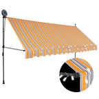 Einziehbare Markise Handbetrieben mit LED 350 cm Gelb und Blau