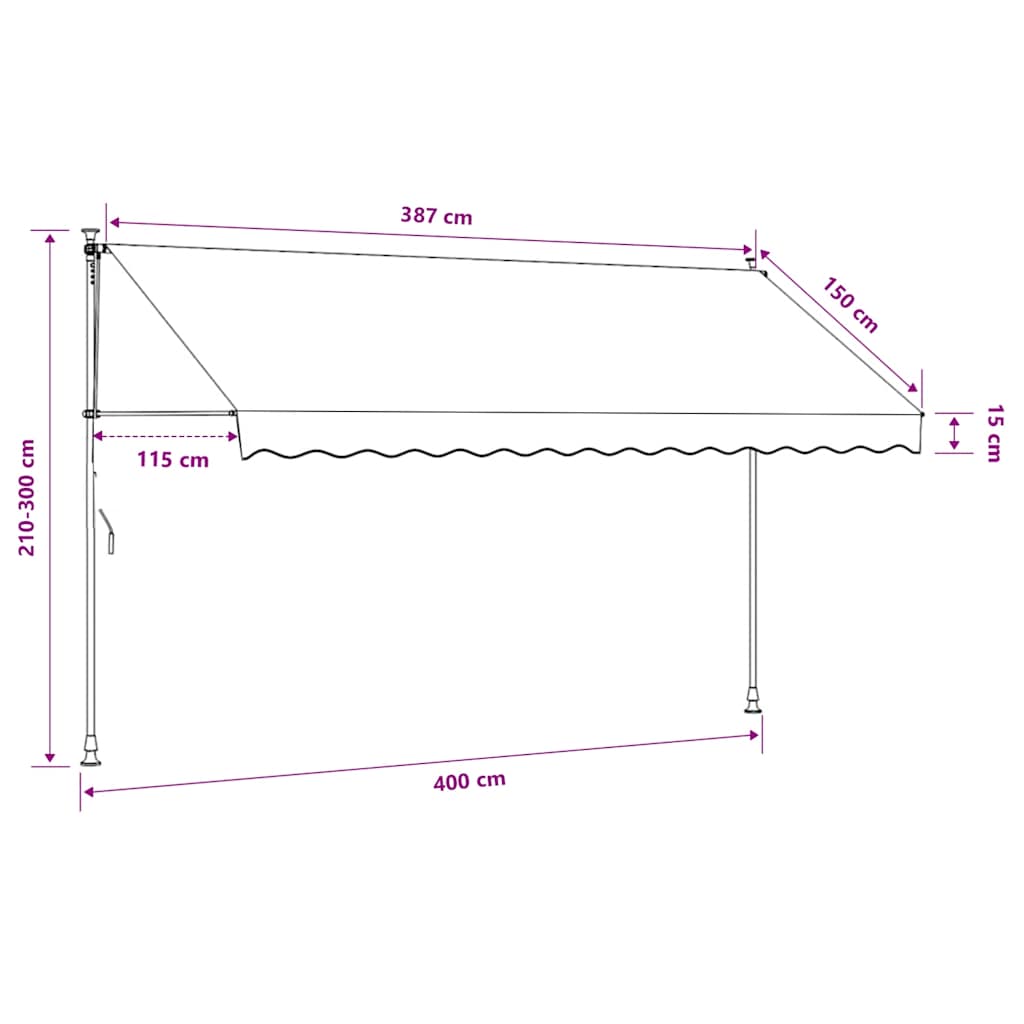 Einziehbare Markise Handbetrieben mit LED 400 cm Gelb und Blau